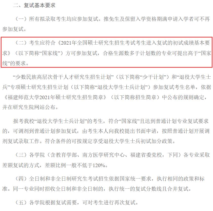 2021考研分數線：福建師范大學復試分數線_復試時間_國家線公布！